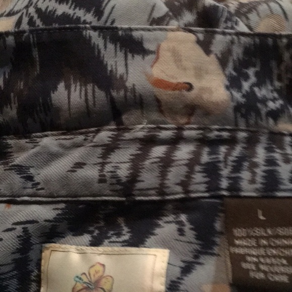 Paradise Men’s Vintage Blue tropical Button Down Silk. Size L - Picture 5 of 5